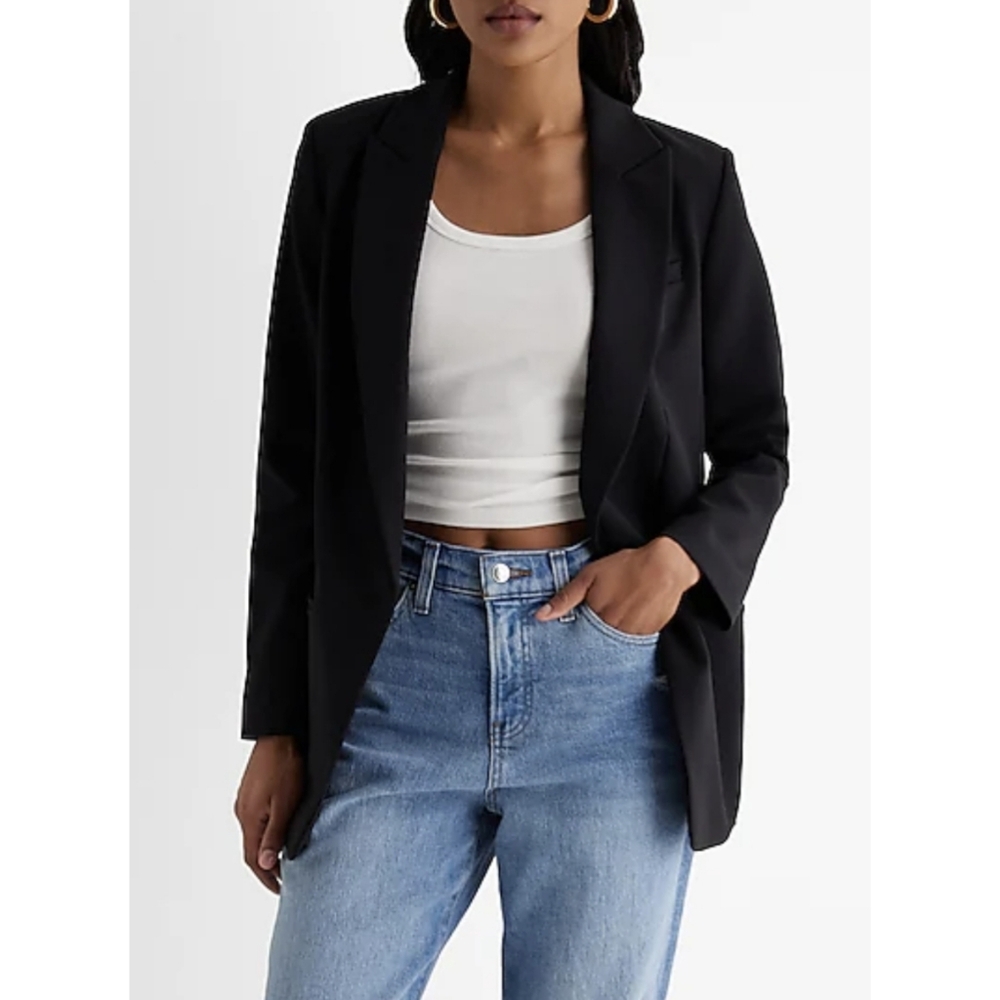 NWT Express boyfriend style blazer all black Size 10 gorgeous